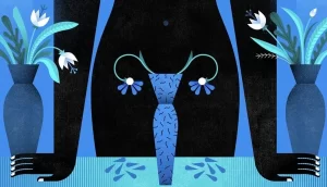 Ilustrație simbolică despre sprijin emoțional în infertilitate, reprezentând uterul ca spațiu de fragilitate și speranță